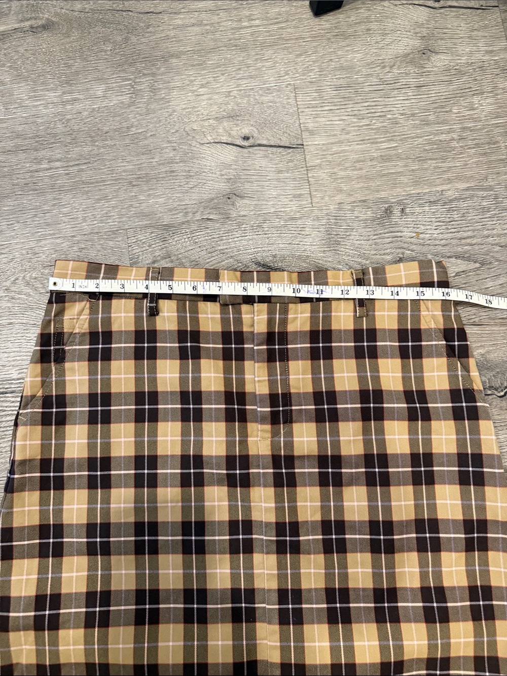 Club Monaco Tan and Black Plaid Midi Skirt with Light Pink Accents - Picture 5 of 6
